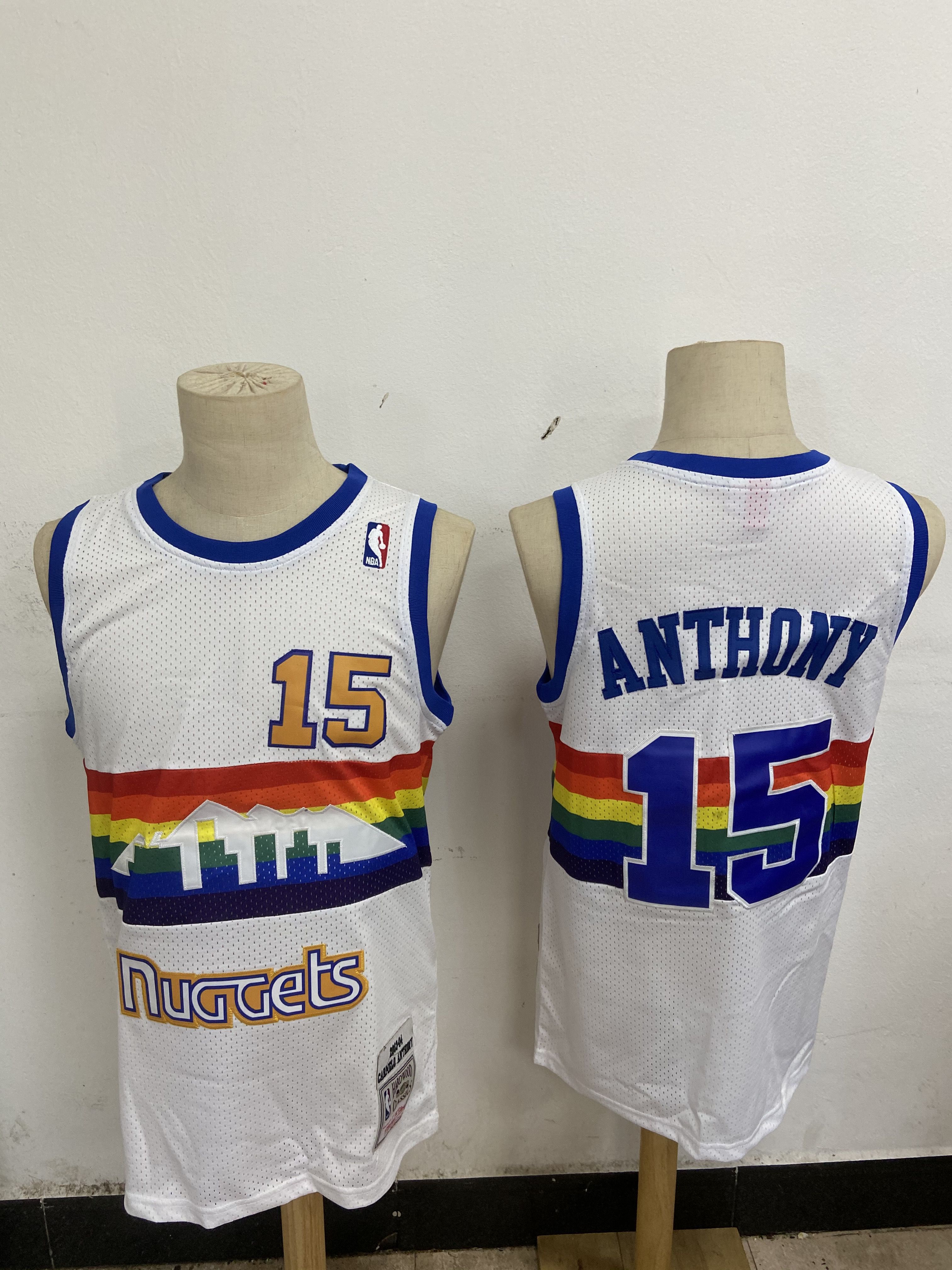 Men Denver Nuggets #15 Anthony White mesh Throwback NBA Jerseys->denver nuggets->NBA Jersey